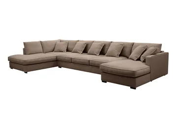 Rossita Lyx 6-sits Vänstervänd U-formad Extra djup Soffa med Divan och Schäslong i Tyg - Mörkbrun - Möbler - Vardagsrum - Soffor - U-soffor