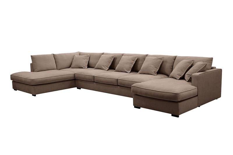 Rossita Lyx 6-sits Vänstervänd U-formad Extra djup Soffa med Divan och Schäslong i Tyg - Mörkbrun - Möbler - Vardagsrum - Soffor - U-soffor