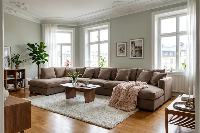 Rossita Lyx 6-sits Vänstervänd U-formad Extra djup Soffa med Divan och Schäslong i Tyg - Mörkbrun - Möbler - Vardagsrum - Soffor - U-soffor