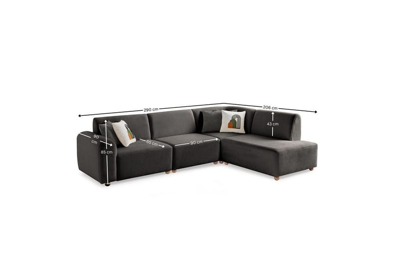 Rynvar Soffa med Schäslong 4-sits - Antracit - Möbler - Vardagsrum - Soffor - Modulsoffor - Komplett modulsoffa