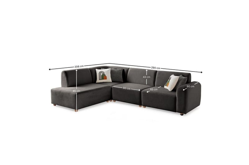 Rynvar Soffa med Schäslong 4-sits - Antracit - Möbler - Vardagsrum - Soffor - Modulsoffor - Komplett modulsoffa
