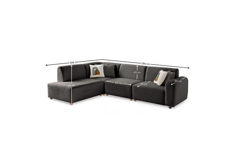 Rynvar Soffa med Schäslong 4-sits - Antracit - Möbler - Vardagsrum - Soffor - Divansoffa & schäslong