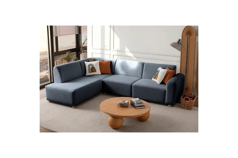 Rynvar Soffa med Schäslong 4-sits - Blå - Möbler - Vardagsrum - Soffor - Modulsoffor - Komplett modulsoffa