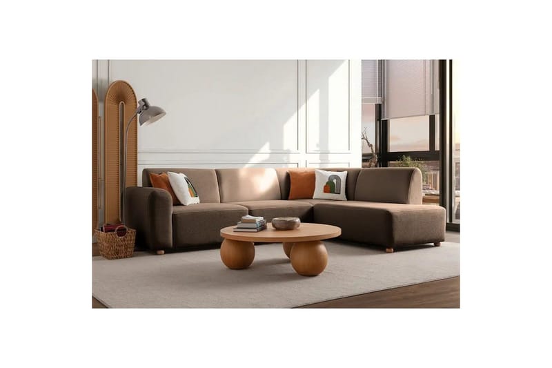 Rynvar Soffa med Schäslong 4-sits - Brun - Möbler - Vardagsrum - Soffor - Modulsoffor - Komplett modulsoffa
