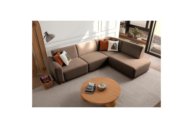Rynvar Soffa med Schäslong 4-sits - Brun - Möbler - Vardagsrum - Soffor - Modulsoffor - Komplett modulsoffa
