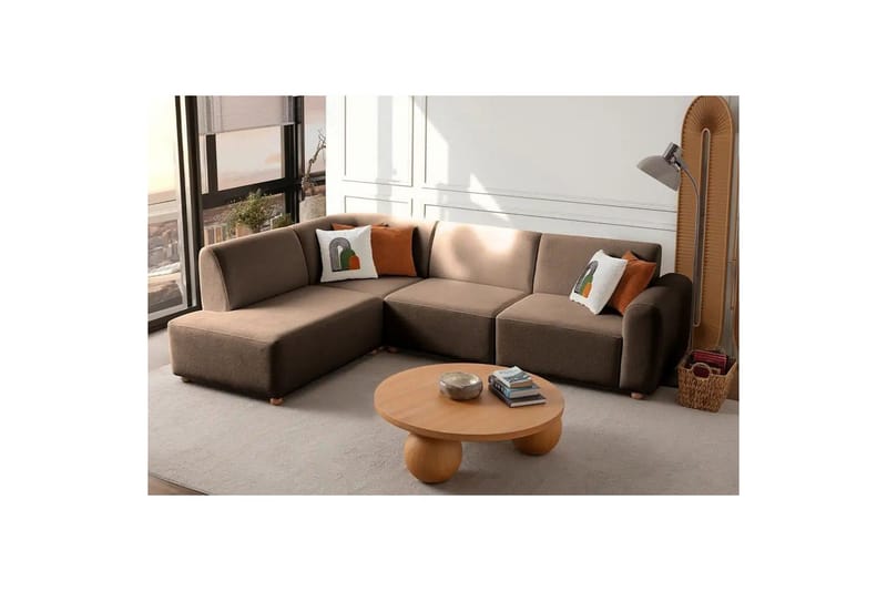 Rynvar Soffa med Schäslong 4-sits - Brun - Möbler - Vardagsrum - Soffor - Modulsoffor - Komplett modulsoffa