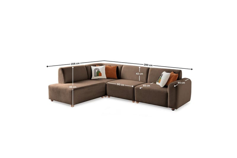 Rynvar Soffa med Schäslong 4-sits - Brun - Möbler - Vardagsrum - Soffor - Modulsoffor - Komplett modulsoffa