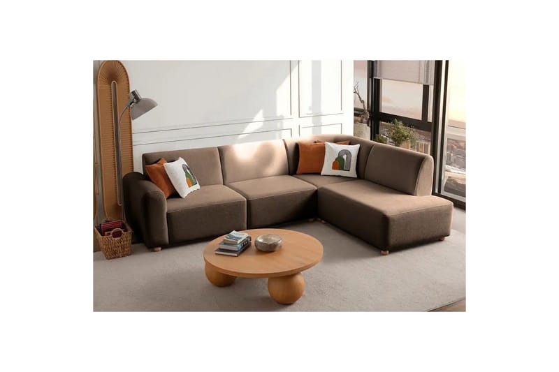 Rynvar Soffa med Schäslong 4-sits - Brun - Möbler - Vardagsrum - Soffor - Modulsoffor - Komplett modulsoffa