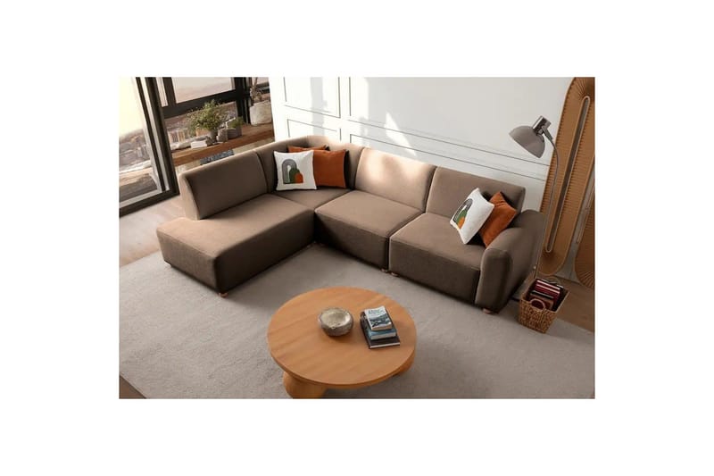 Rynvar Soffa med Schäslong 4-sits - Brun - Möbler - Vardagsrum - Soffor - Modulsoffor - Komplett modulsoffa