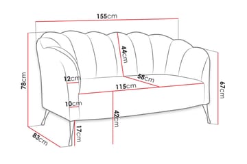 Adrial 2-sits Soffa - Sammet/Grön/Guld - Möbler - Vardagsrum - Soffor - 2-sits soffor