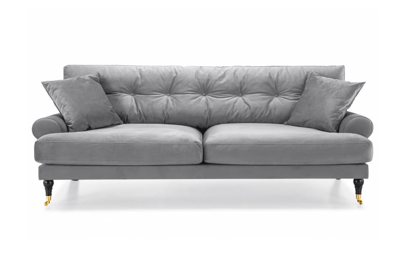 Andrew 3-sits Sammetssoffa - Ljusgrå - Möbler - Vardagsrum - Soffor - Howardsoffor