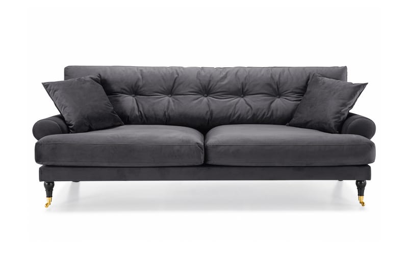 Andrew 3-sits Sammetssoffa - Mörkgrå - Möbler - Vardagsrum - Soffor - Howardsoffor