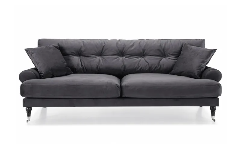Andrew 3-sits Sammetssoffa - Mörkgrå - Möbler - Vardagsrum - Soffor - Howardsoffor