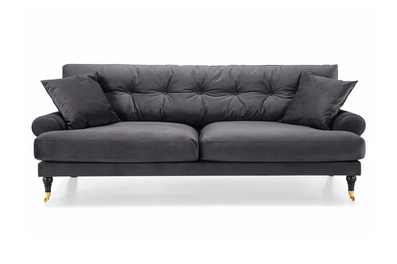 Andrew 3-sits Sammetssoffa, Mörkgrå