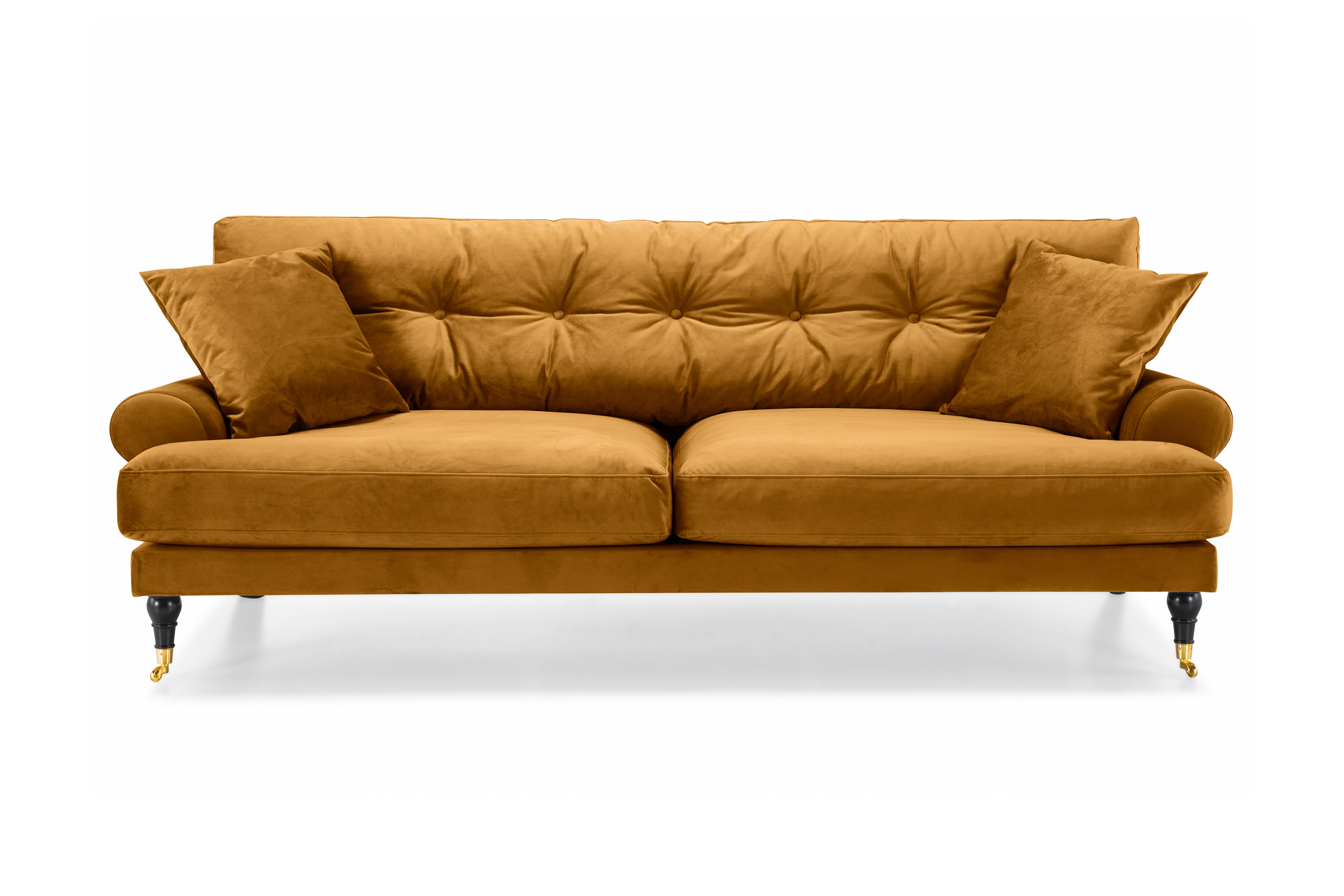 andrew 3-sits sammetssoffa - mörkgul
