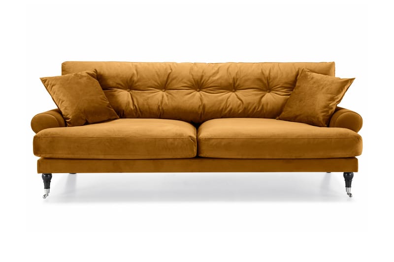 Andrew 3-sits Sammetssoffa, Mörkgul