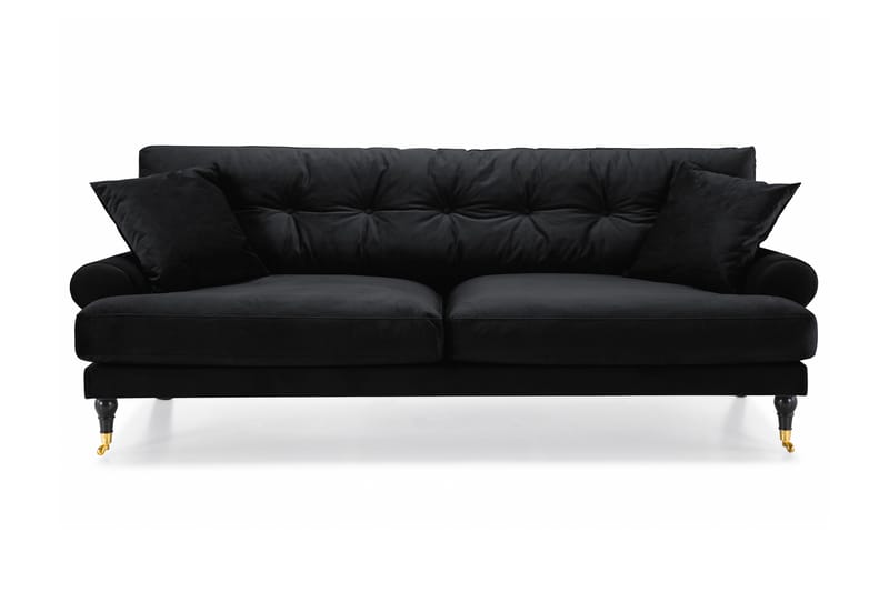 Andrew 3-sits Sammetssoffa - Svart - Möbler - Vardagsrum - Soffor - Howardsoffor