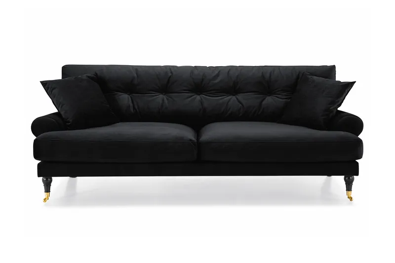Andrew 3-sits Sammetssoffa - Svart - Möbler - Vardagsrum - Soffor - Howardsoffor