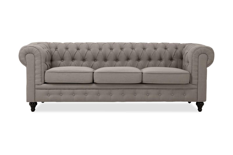 CHESTERFIELD 3-sits Soffa Grå - chesterfield soffor - 3-sits soffor - Sammetssoffor