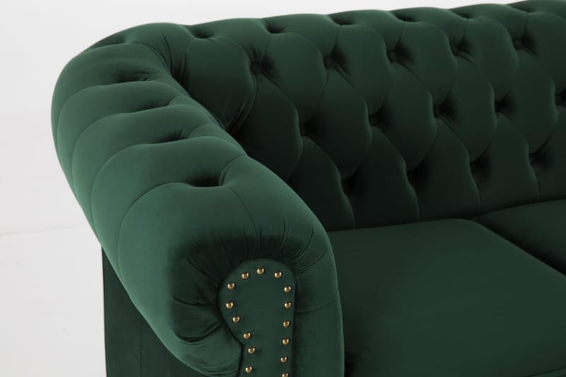 CHESTERFIELD LUX Sammetssoffa 3-sits Mörkgrön - Sammetssoffor - 3-sits soffor - chesterfield soffor