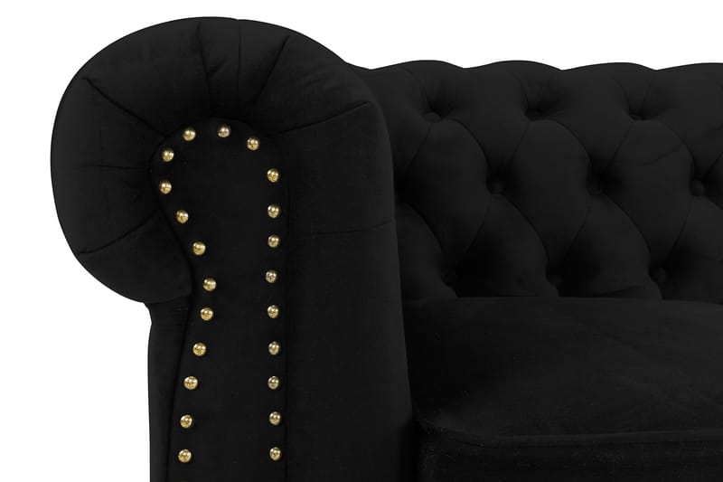 CHESTERFIELD LUX Sammetssoffa 3-sits Svart - Möbler - Vardagsrum - Soffor - Sammetssoffor