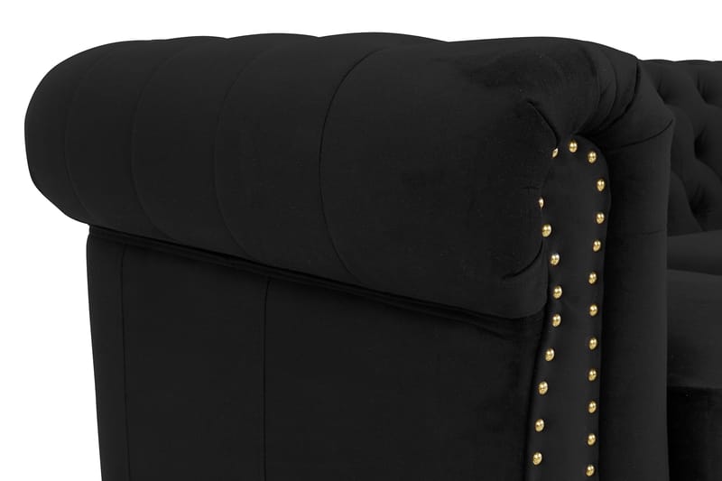 CHESTERFIELD LUX Sammetssoffa 3-sits Svart - Möbler - Vardagsrum - Soffor - Sammetssoffor