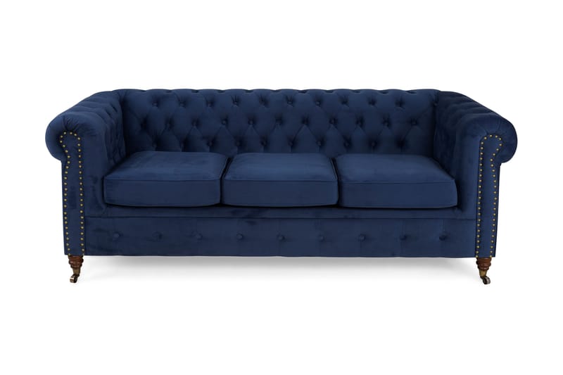 CHESTERFIELD LUX Sammetssoffa 3-sits Petrolblå - Sammetssoffor - 3-sits soffor - chesterfield soffor