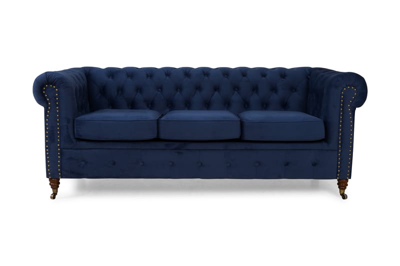 CHESTERFIELD LUX Sammetssoffa 3-sits Petrolblå - Möbler - Vardagsrum - Soffor - Sammetssoffor