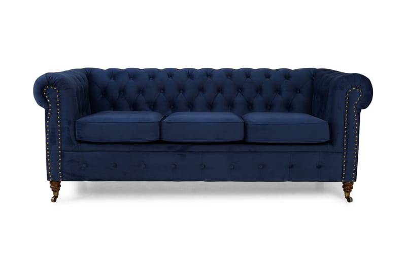 CHESTERFIELD LUX Sammetssoffa 3-sits Petrolblå - Sammetssoffor - 3-sits soffor - chesterfield soffor