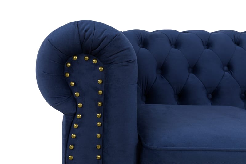 CHESTERFIELD LUX Sammetssoffa 3-sits Petrolblå - Sammetssoffor - 3-sits soffor - chesterfield soffor