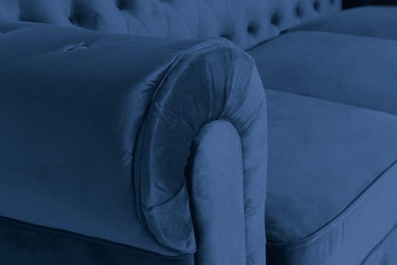 Chesterfield Lyx 3-sits Sammetssoffa - Djup soffa - Blå - Möbler - Vardagsrum - Soffor - Sammetssoffor