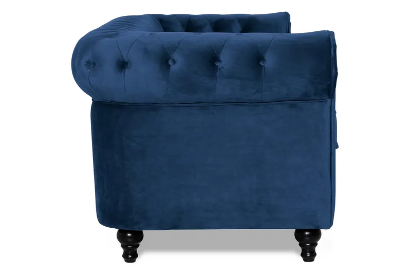 Chesterfield Lyx 3-sits Sammetssoffa - Djup soffa - Blå - Möbler - Vardagsrum - Soffor - Sammetssoffor