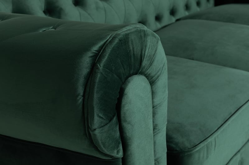 Chesterfield Lyx 3 sits Sammetssoffa - Djup soffa - Grön - Möbler - Vardagsrum - Soffor - Sammetssoffor