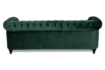 Chesterfield Lyx 3 sits Sammetssoffa - Djup soffa - Grön - Möbler - Vardagsrum - Soffor - Sammetssoffor