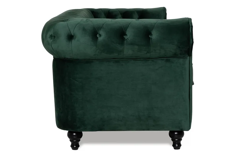 Chesterfield Lyx 3 sits Sammetssoffa - Djup soffa - Grön - Möbler - Vardagsrum - Soffor - Sammetssoffor