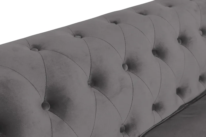 Chesterfield Lyx 3 sits Sammetssoffa - Djup soffa - Mörkgrå / Grå - Möbler - Vardagsrum - Soffor - Sammetssoffor