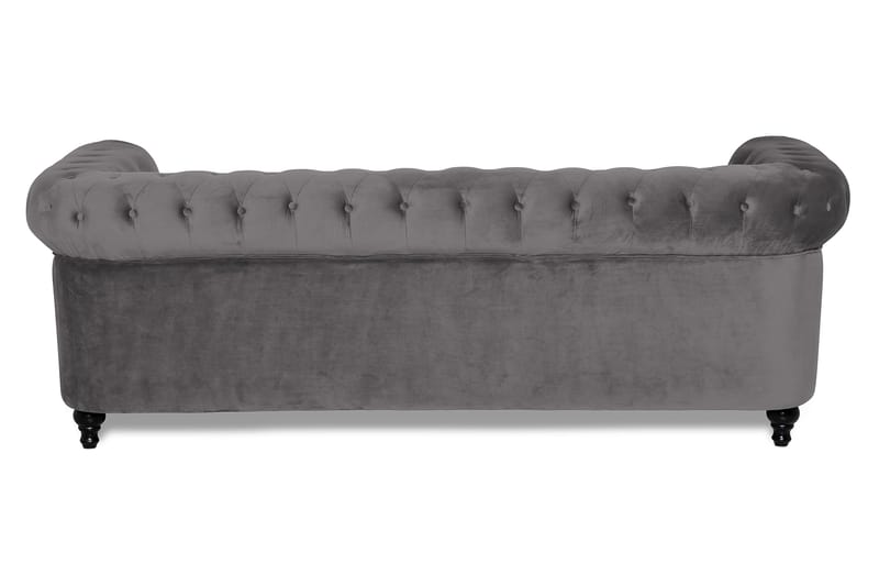 Chesterfield Lyx 3 sits Sammetssoffa - Djup soffa - Mörkgrå / Grå - Möbler - Vardagsrum - Soffor - Sammetssoffor
