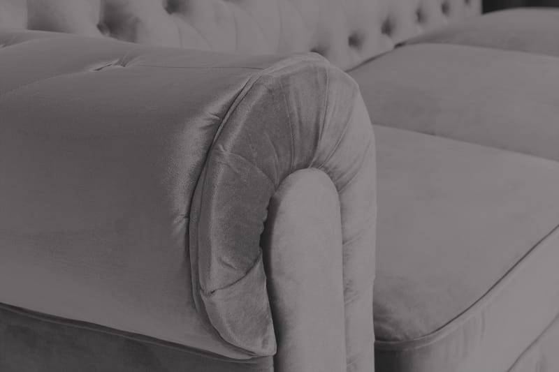 Chesterfield Lyx 3 sits Sammetssoffa - Djup soffa - Mörkgrå / Grå - Möbler - Vardagsrum - Soffor - Sammetssoffor