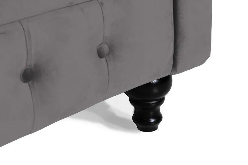 Chesterfield Lyx 3 sits Sammetssoffa - Djup soffa - Mörkgrå / Grå - Möbler - Vardagsrum - Soffor - Sammetssoffor