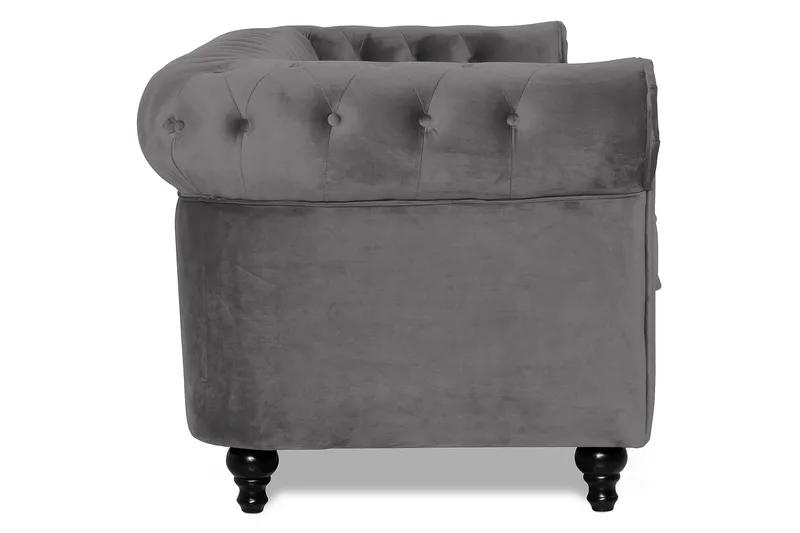 Chesterfield Lyx 3 sits Sammetssoffa - Djup soffa - Mörkgrå / Grå - Möbler - Vardagsrum - Soffor - Sammetssoffor