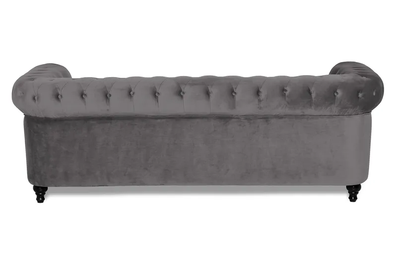 Chesterfield Lyx 3 sits Sammetssoffa - Djup soffa - Mörkgrå - Möbler - Vardagsrum - Soffor - Sammetssoffor
