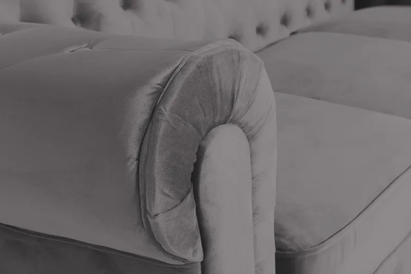 Chesterfield Lyx 3 sits Sammetssoffa - Djup soffa - Mörkgrå - Möbler - Vardagsrum - Soffor - Sammetssoffor
