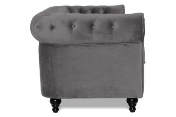 Chesterfield Lyx 3 sits Sammetssoffa - Djup soffa - Mörkgrå - Möbler - Vardagsrum - Soffor - 3-sits soffor