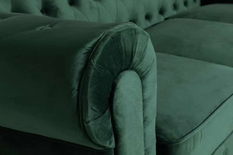 Chesterfield Lyx 3 sits Sammetssoffa - Djup soffa - Mörkgrön / Grön - Möbler - Vardagsrum - Soffor - Sammetssoffor