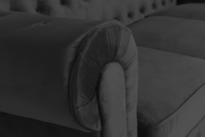 Chesterfield Lyx 3-sits Sammetssoffa - Djup soffa - Svart - Möbler - Vardagsrum - Soffor - Sammetssoffor