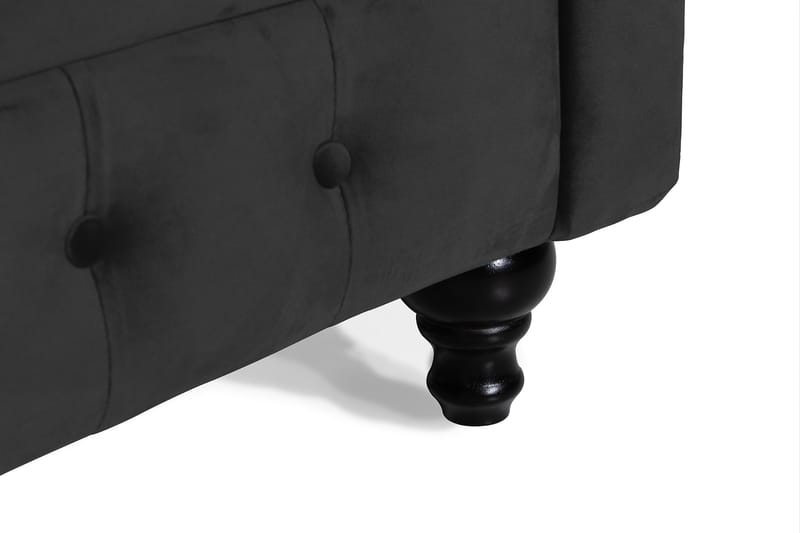 Chesterfield Lyx 3-sits Sammetssoffa - Djup soffa - Svart - Möbler - Vardagsrum - Soffor - Sammetssoffor