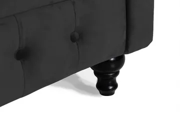 Chesterfield Lyx 3-sits Sammetssoffa - Djup soffa - Svart - Möbler - Vardagsrum - Soffor - 3-sits soffor