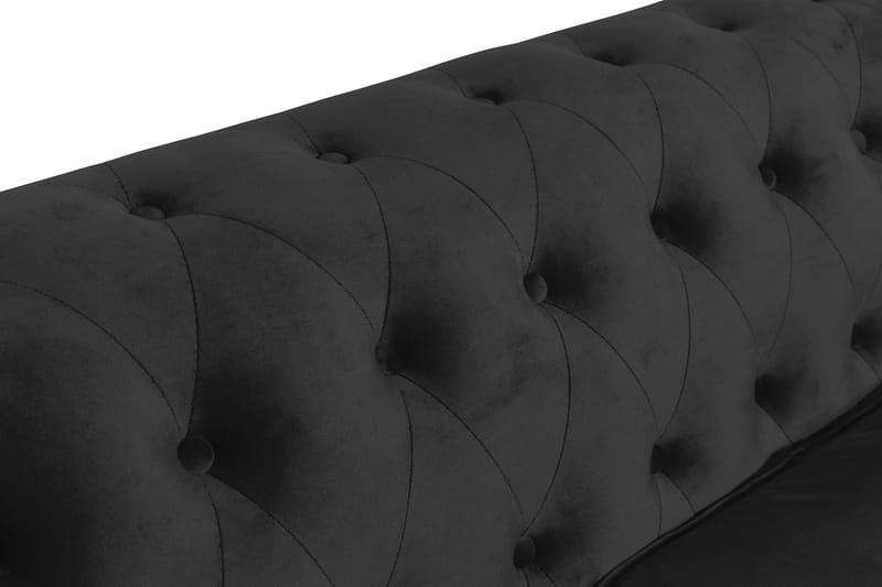 Chesterfield Lyx 3-sits Sammetssoffa - Djup soffa - Svart - Möbler - Vardagsrum - Soffor - Sammetssoffor