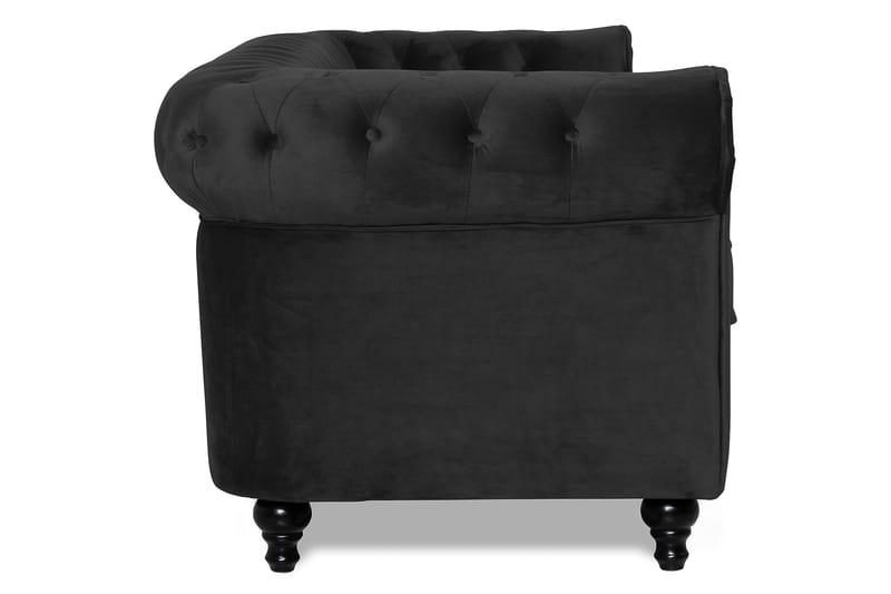 Chesterfield Lyx 3-sits Sammetssoffa - Djup soffa - Svart - Möbler - Vardagsrum - Soffor - Sammetssoffor
