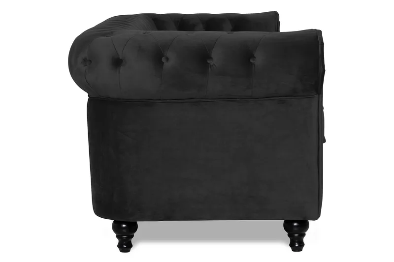 Chesterfield Lyx 3-sits Sammetssoffa - Djup soffa - Svart - Möbler - Vardagsrum - Soffor - Sammetssoffor